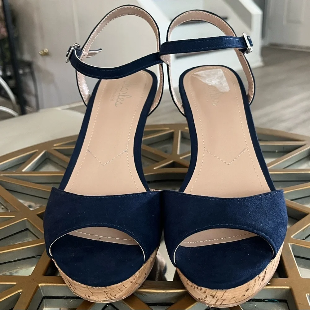 Charles by Charles David Navy Wedge Sandals - Picture 7 of 14